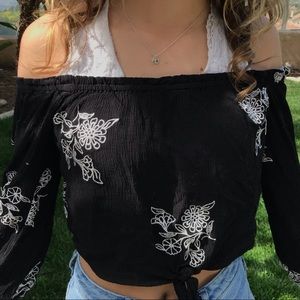 off the shoulder flower top pacsun